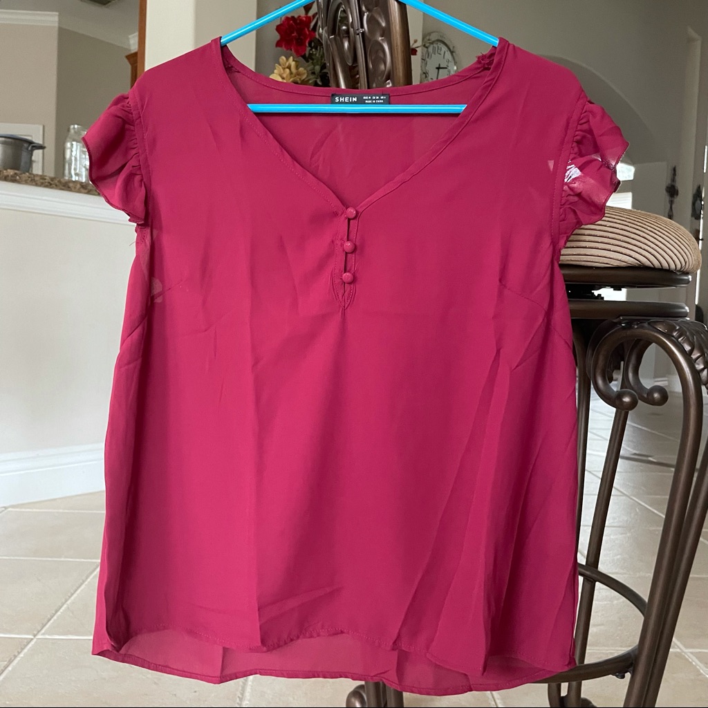 Solid Ruffle Cuff Blouse